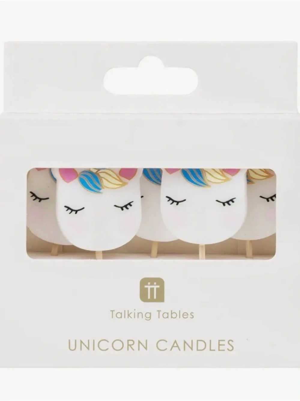White Unicorn Candles - Set of Party Picks 5 per package